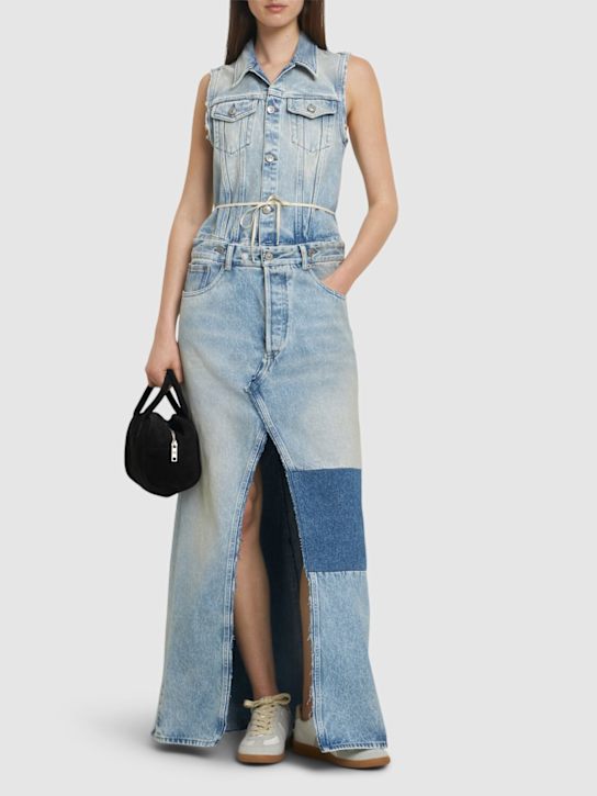 MM6 Maison Margiela: コットンデニムマキシドレス - women_1 | Luisa Via Roma