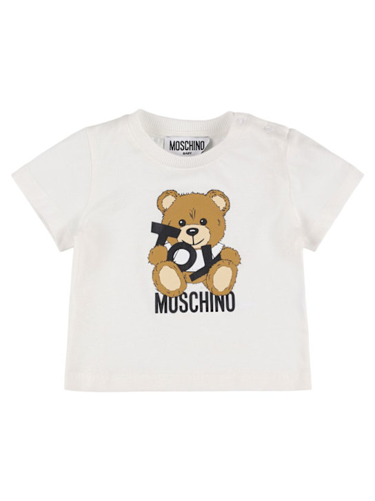 Moschino: Printed cotton jersey t-shirt - White - kids-boys_0 | Luisa Via Roma