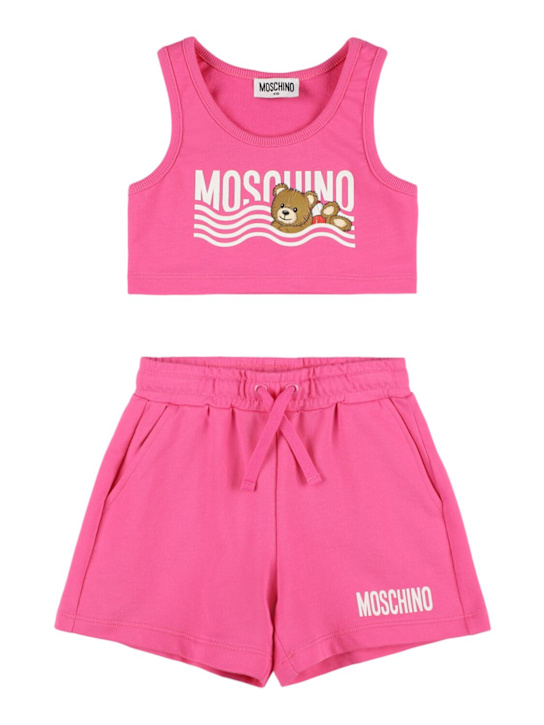 Moschino: Printed cotton tank top & shorts - kids-girls_0 | Luisa Via Roma