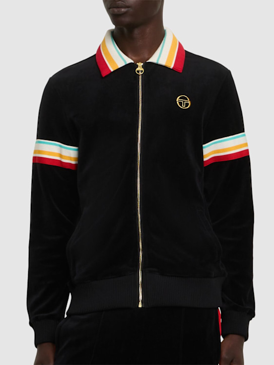 Sergio Tacchini: Slice velour track jacket - Black - men_2 | Luisa Via Roma