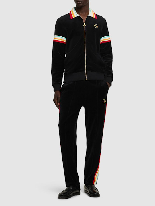 Sergio Tacchini: Slice velour track jacket - Black - men_1 | Luisa Via Roma