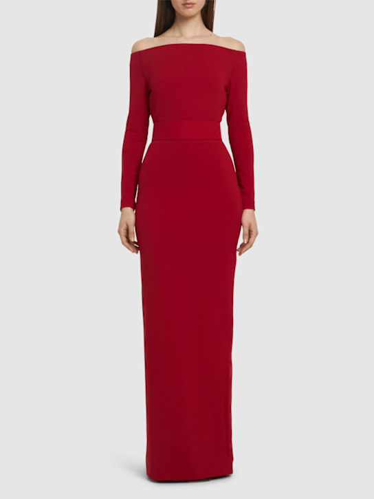 Solace London: Sabina crepe knit maxi dress - Red - women_1 | Luisa Via Roma