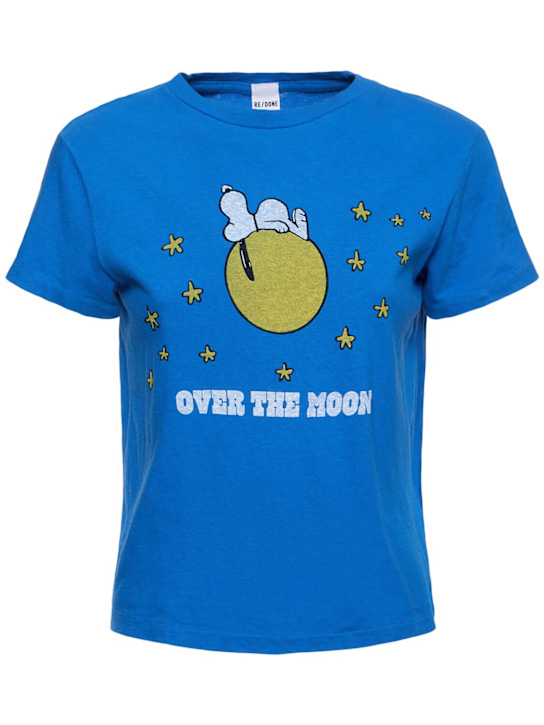 RE/DONE: Classic printed cotton t-shirt - Blue - women_0 | Luisa Via Roma