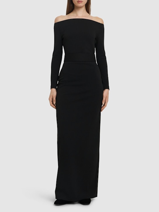 Solace London: Sabina クレープニットマキシドレス - ブラック - women_1 | Luisa Via Roma