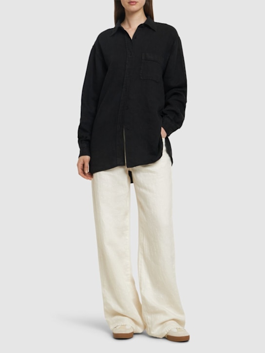 The Row: Camicia lunga in lino Nesson - Nero - women_1 | Luisa Via Roma