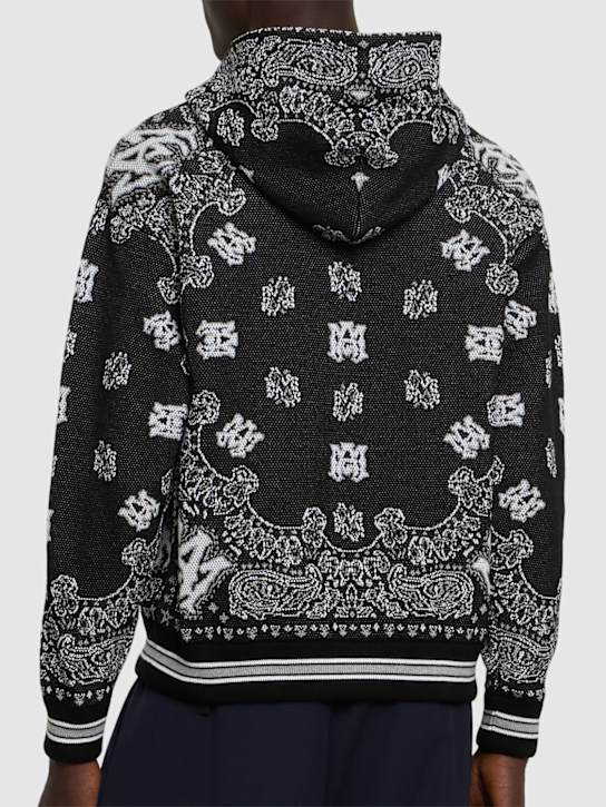 Amiri: Bandana cotton hoodie - Black/White - men_2 | Luisa Via Roma