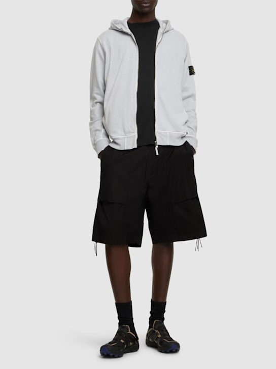Stone Island: Cotton zip hoodie - Pearl Grey - men_1 | Luisa Via Roma