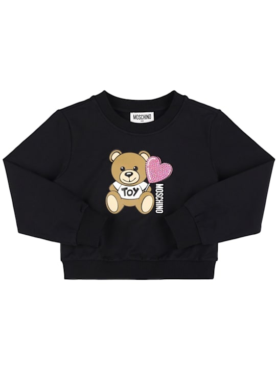 Moschino: Printed cotton crewneck sweatshirt - kids-girls_0 | Luisa Via Roma
