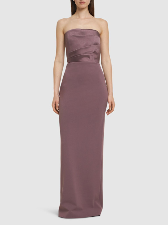 Solace London: Afra twill & crepe knit maxi dress - women_1 | Luisa Via Roma