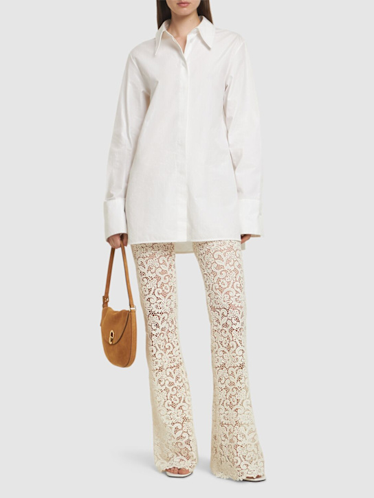 Ermanno Scervino: コットンブレンドレースフレアパンツ - women_1 | Luisa Via Roma