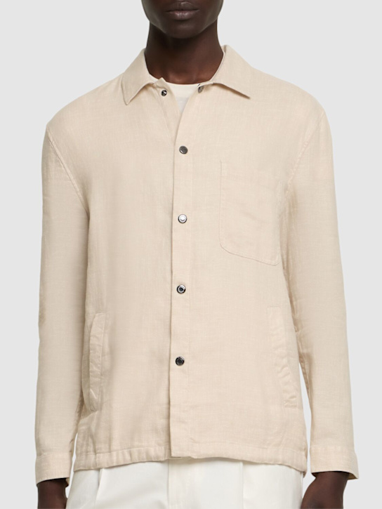Frescobol Carioca: Diego cotton & linen coach jacket - Sand - men_2 | Luisa Via Roma