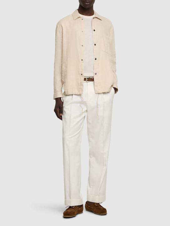 Frescobol Carioca: Diego cotton & linen coach jacket - Sand - men_1 | Luisa Via Roma