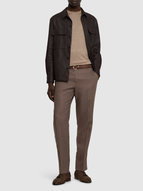 Zegna: Pantaloni Oasi in lino - Faggio - men_1 | Luisa Via Roma
