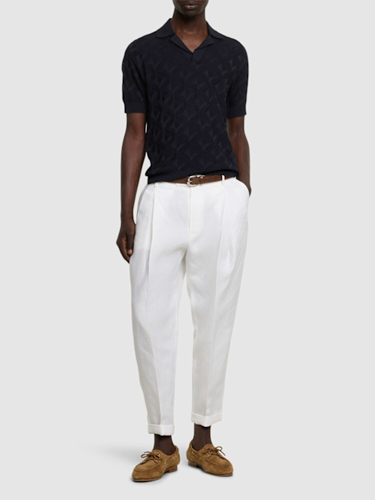 Dolce&Gabbana: Double pleat linen pants - men_1 | Luisa Via Roma