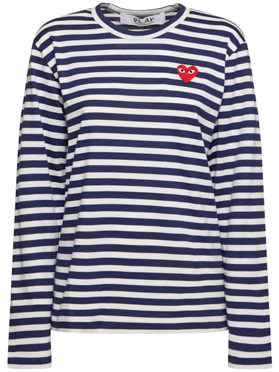 Comme des Garçons Play: T-shirt in cotone con ricamo - women_0 | Luisa Via Roma