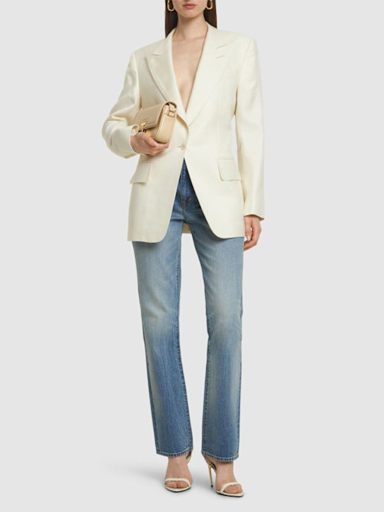 Tom Ford: Wool & silk twill blazer - Ecru - women_1 | Luisa Via Roma