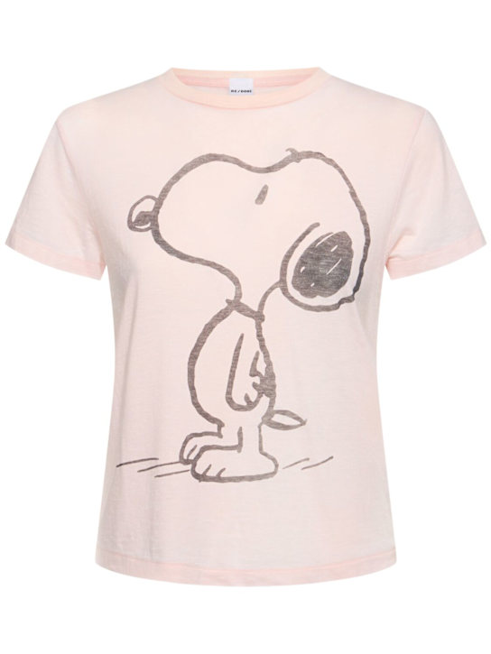 RE/DONE: Classic Snoopy printed jersey t-shirt - Pink - women_0 | Luisa Via Roma