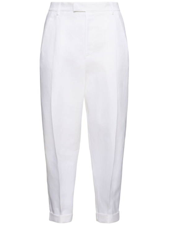 Dolce&Gabbana: Double pleat linen pants - men_0 | Luisa Via Roma