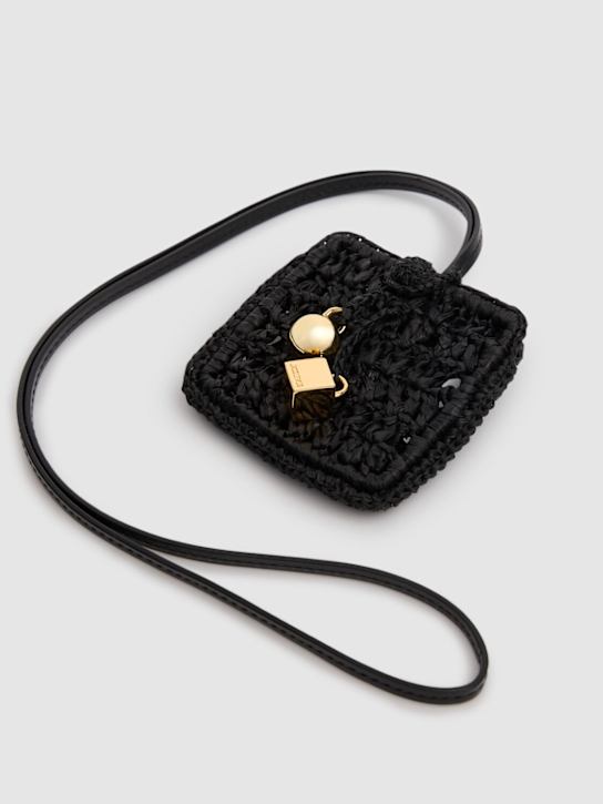 Jacquemus: Custodia Le Porte Spiaggia in rafia - Nero - women_1 | Luisa Via Roma