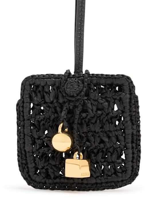 Jacquemus: Custodia Le Porte Spiaggia in rafia - Nero - women_0 | Luisa Via Roma