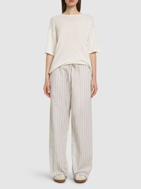 The Row: Hypnosta cotton pants - White/Grey - women_1 | Luisa Via Roma