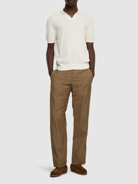 Frescobol Carioca: Rino STR salt & pepper stitch polo - Ivory - men_1 | Luisa Via Roma
