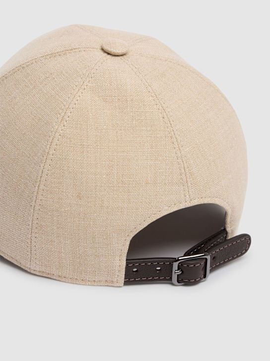 Brunello Cucinelli: Embellished linen baseball cap - Melange - women_2 | Luisa Via Roma