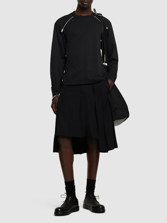 Comme des Garçons Homme Plus: Poly t-shirt w/ zip details - men_1 | Luisa Via Roma