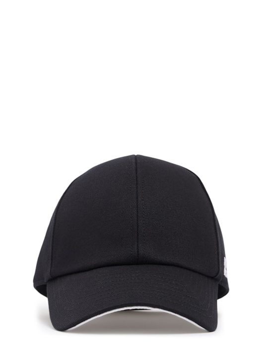 Courrèges: Cappello baseball in cotone con logo - Nero - men_0 | Luisa Via Roma