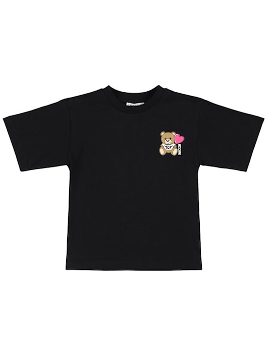 Moschino: コットンジャージーTシャツ - ブラック - kids-girls_0 | Luisa Via Roma