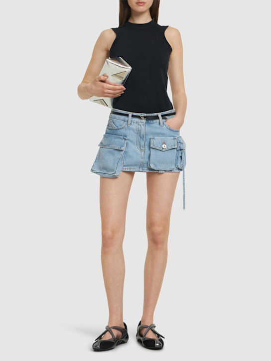 The Attico: Fay denim mini skirt w/ pockets - Denim - women_1 | Luisa Via Roma