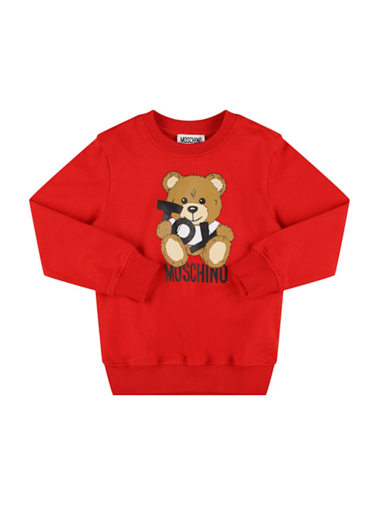 Moschino: Printed cotton crewneck sweatshirt - kids-boys_0 | Luisa Via Roma