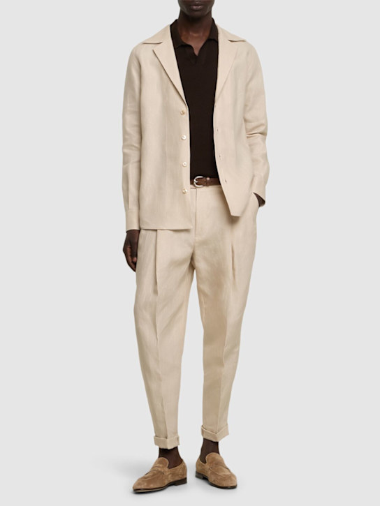 Dolce&Gabbana: Long sleeve linen shirt - men_1 | Luisa Via Roma