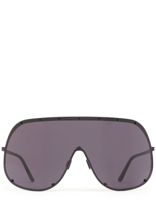 Rick Owens: Occhiali da sole a maschera Mask Shield - Blk Temple - men_0 | Luisa Via Roma