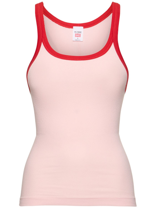 RE/DONE: Cotton ribbed tank top - Pink/Red - women_0 | Luisa Via Roma