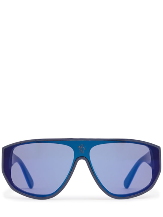 Moncler: Tronn Shield acetate mask sunglasses - Shiny Navy - men_0 | Luisa Via Roma