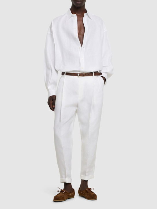 Dolce&Gabbana: Linen long sleeve shirt - men_1 | Luisa Via Roma