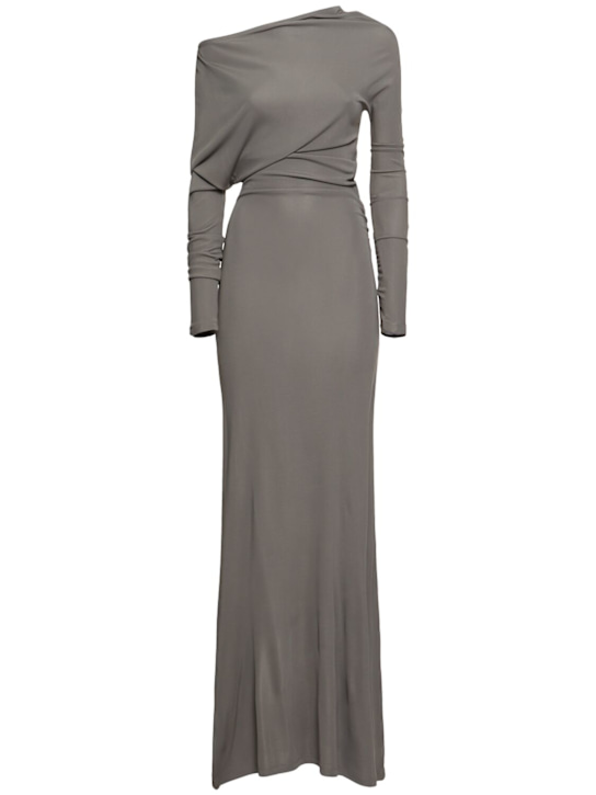 One-shoulder viscose jersey long dress - Thumbnail 1