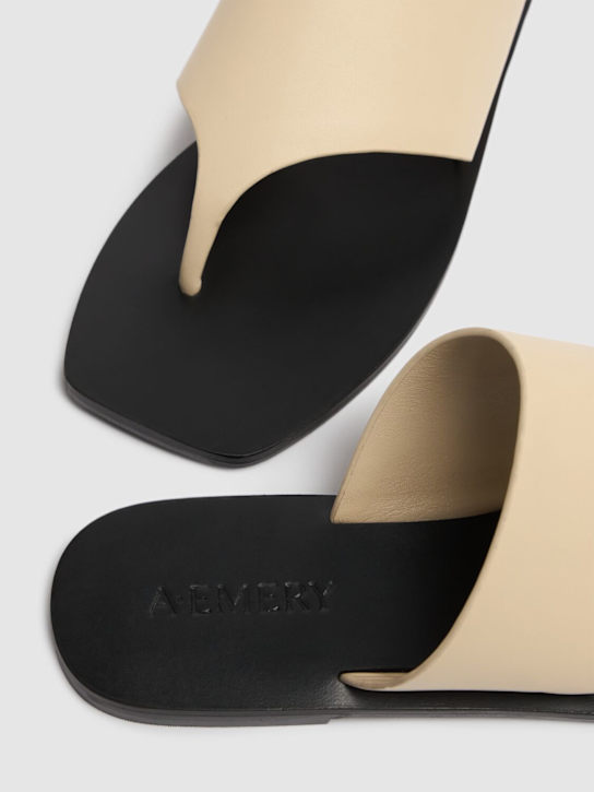 A.EMERY: 10mm Paton leather thong sandals - White/Black - women_3 | Luisa Via Roma