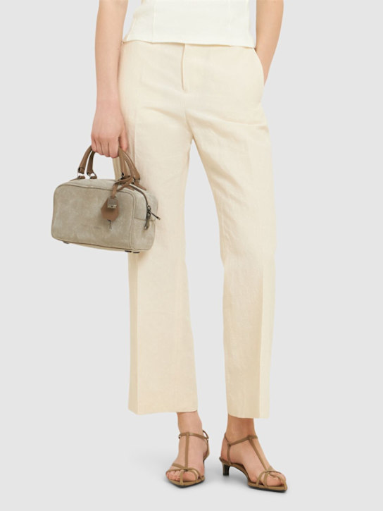 Brunello Cucinelli: Softy Velour suede top handle bag - women_1 | Luisa Via Roma