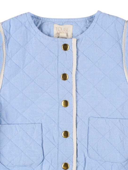 Louise Misha: Embroidered cotton quilted jacket - Light Blue - kids-girls_1 | Luisa Via Roma