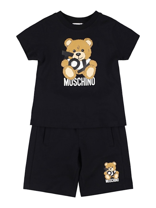 Moschino: コットンTシャツ＆ショートパンツ - kids-boys_0 | Luisa Via Roma
