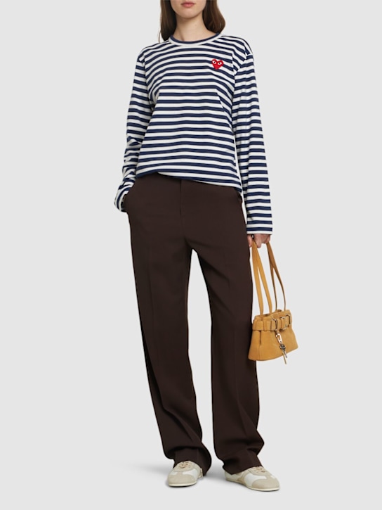 Comme des Garçons Play: T-shirt in cotone con ricamo - women_1 | Luisa Via Roma