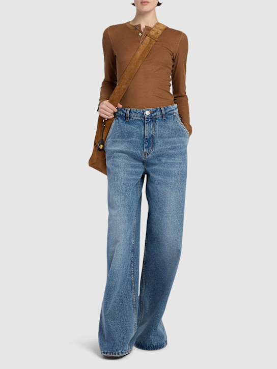 AMI Paris: Super wide denim jeans - women_1 | Luisa Via Roma