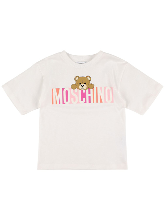 Moschino: Printed cotton jersey t-shirt - Off-White - kids-girls_0 | Luisa Via Roma