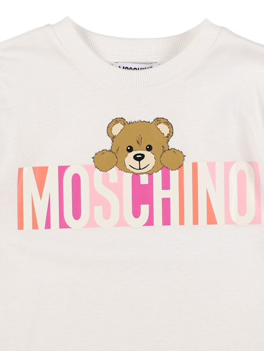 Moschino: Printed cotton jersey t-shirt - Off-White - kids-girls_1 | Luisa Via Roma