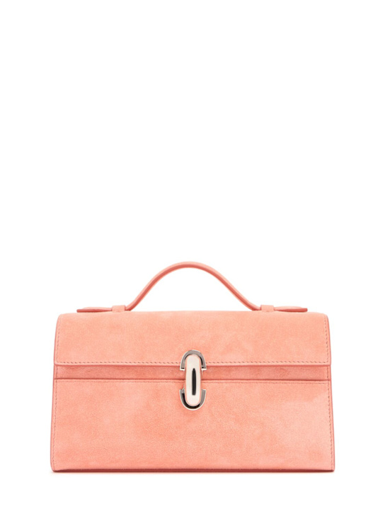 Savette: The Symmetry suede pochette - Camellia - women_0 | Luisa Via Roma