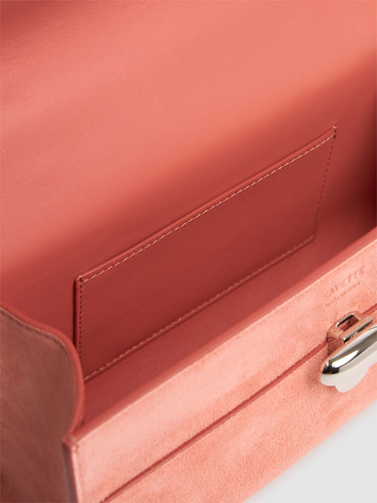 Savette: The Symmetry suede pochette - Camellia - women_5 | Luisa Via Roma