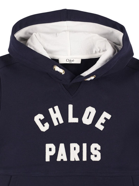 Chloé: コットンスウェットワンピース - ネイビー - kids-girls_1 | Luisa Via Roma