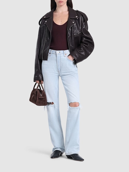 RE/DONE: Jeans vita alta loose fit 90s distressed - Blu Delave - women_1 | Luisa Via Roma